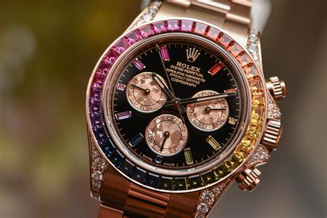 rolex cosmograph daytona raingold with diamond|rolex rainbow 116595rbow price.